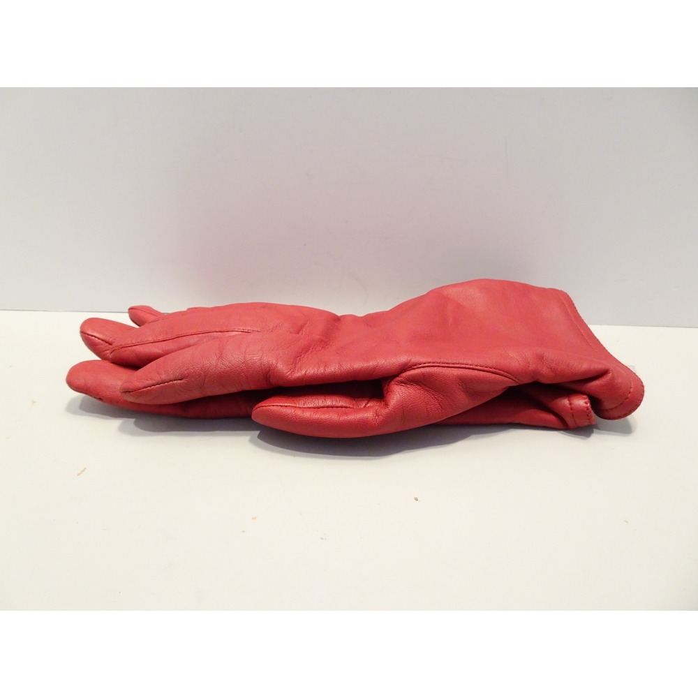 Red Genuine Leather Gloves Womens Fleece Lined Winter Style 88260 Sz 8
